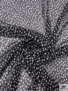 Dotted Printed Silk Chiffon - Black / White