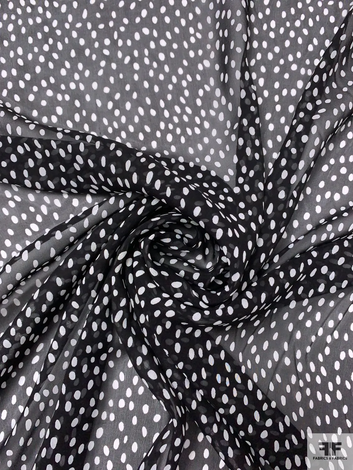 Dotted Printed Silk Chiffon - Black / White