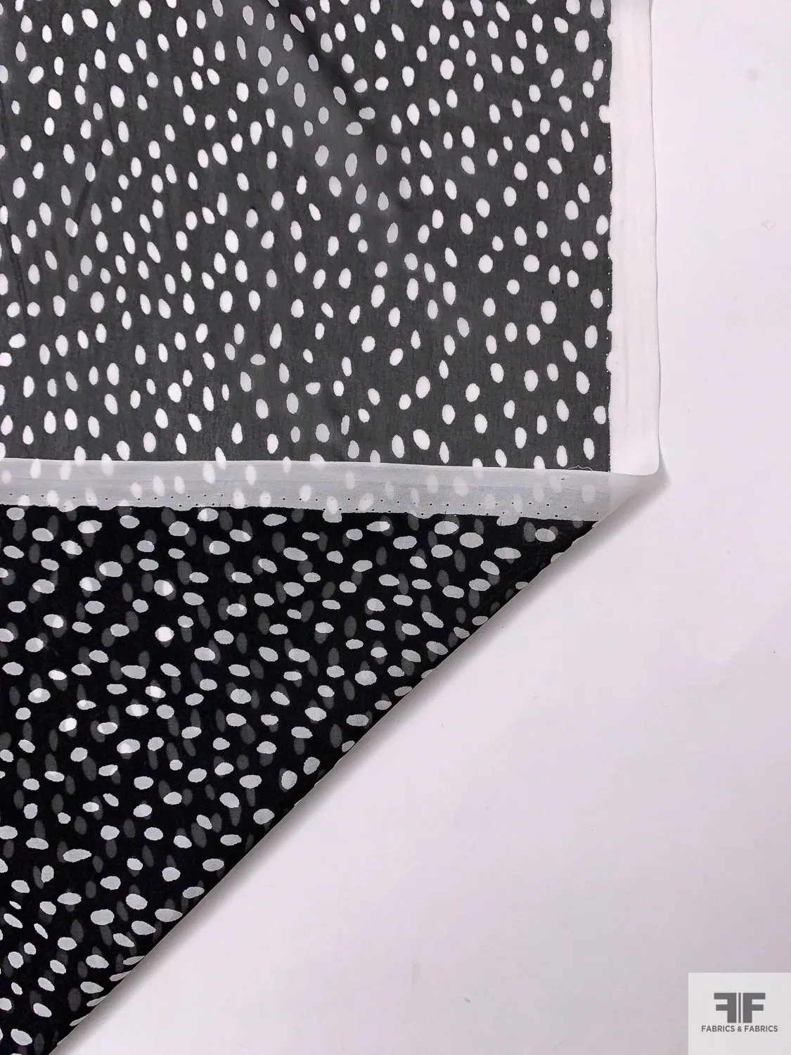 Dotted Printed Silk Chiffon - Black / White