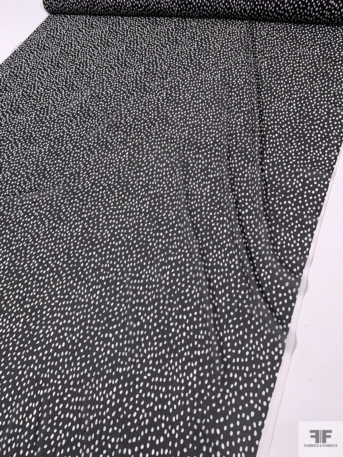 Dotted Printed Silk Chiffon - Black / White