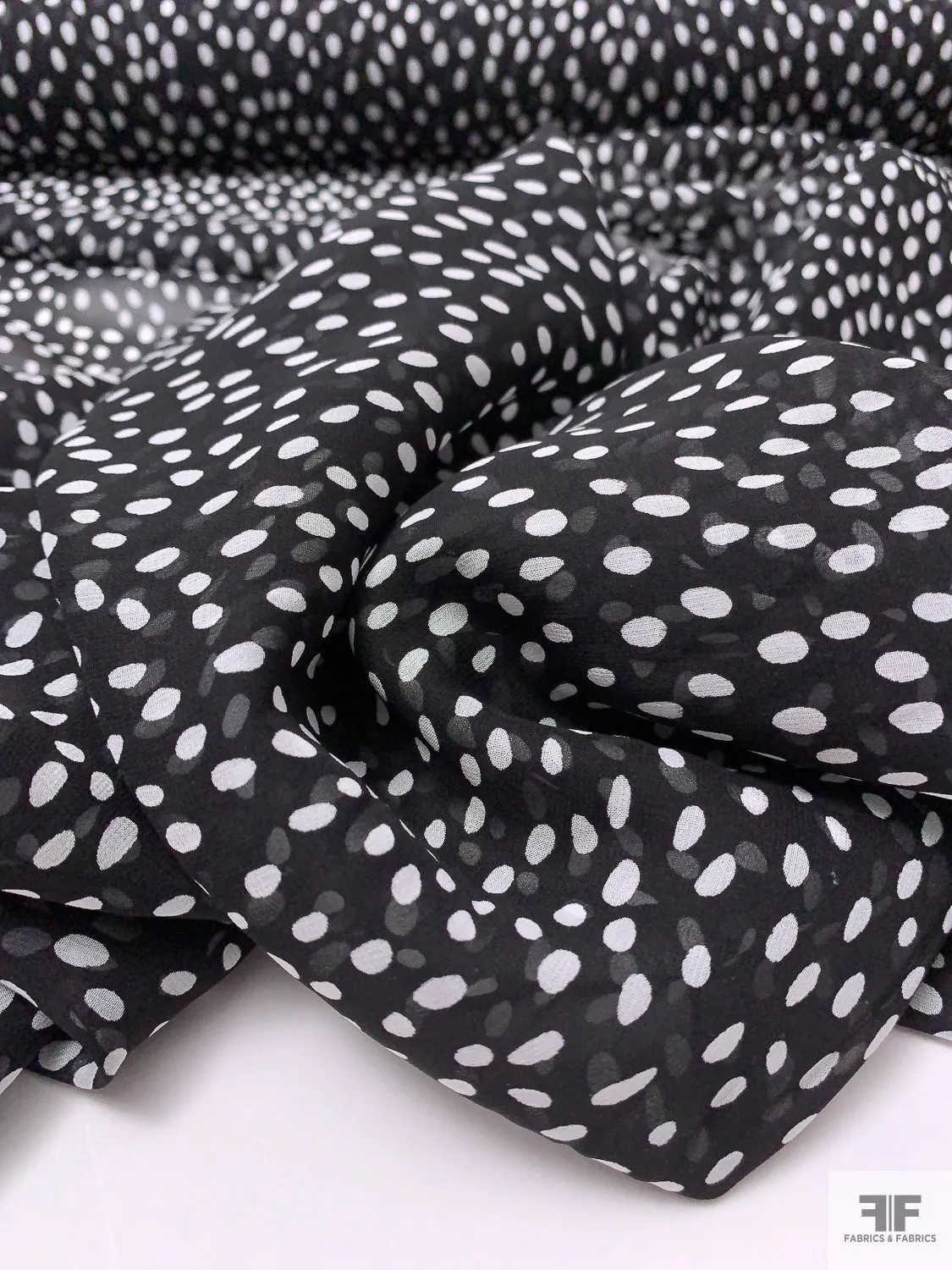 Dotted Printed Silk Chiffon - Black / White