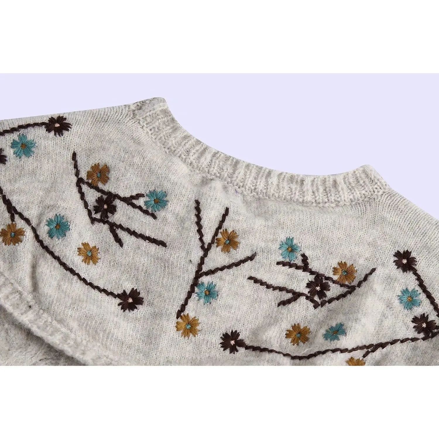 EMBROIDERY SHAWL SWEATER