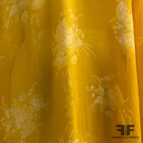 Floral Crinkled Printed Silk Chiffon - Yellow