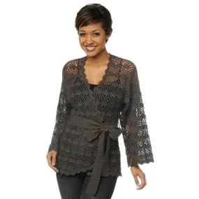 Grey crochet  cardigan long sleeves