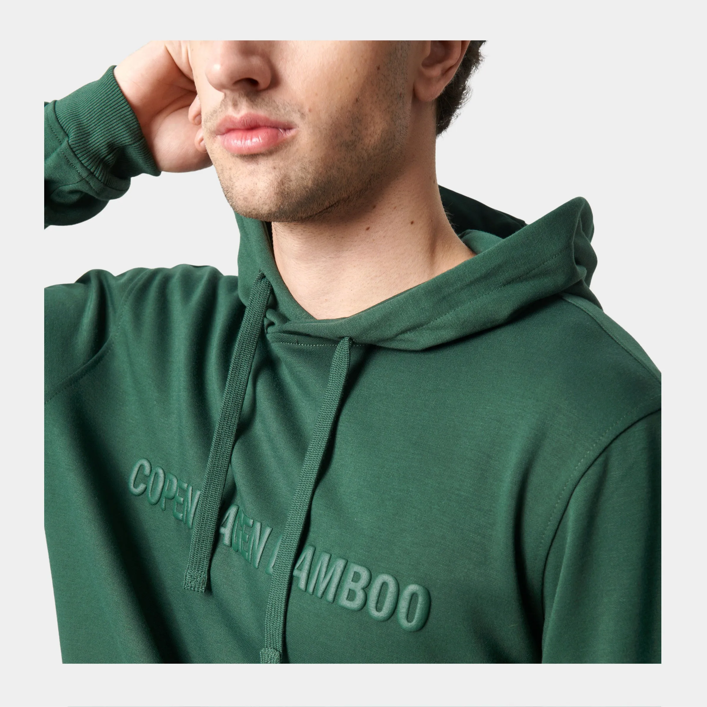 Grønt bambus hoodie joggingsæt med logo