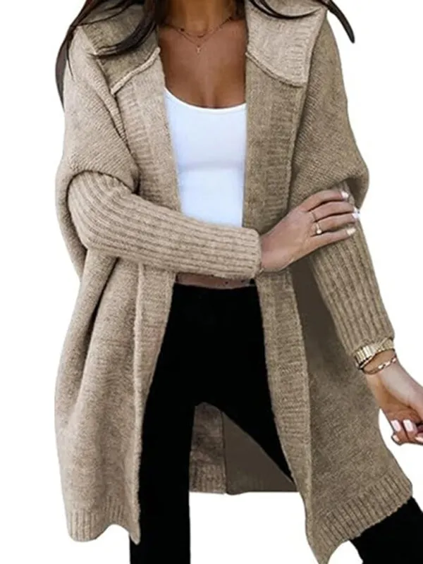 Hooded Cardigan Color Block Knitted Sweater