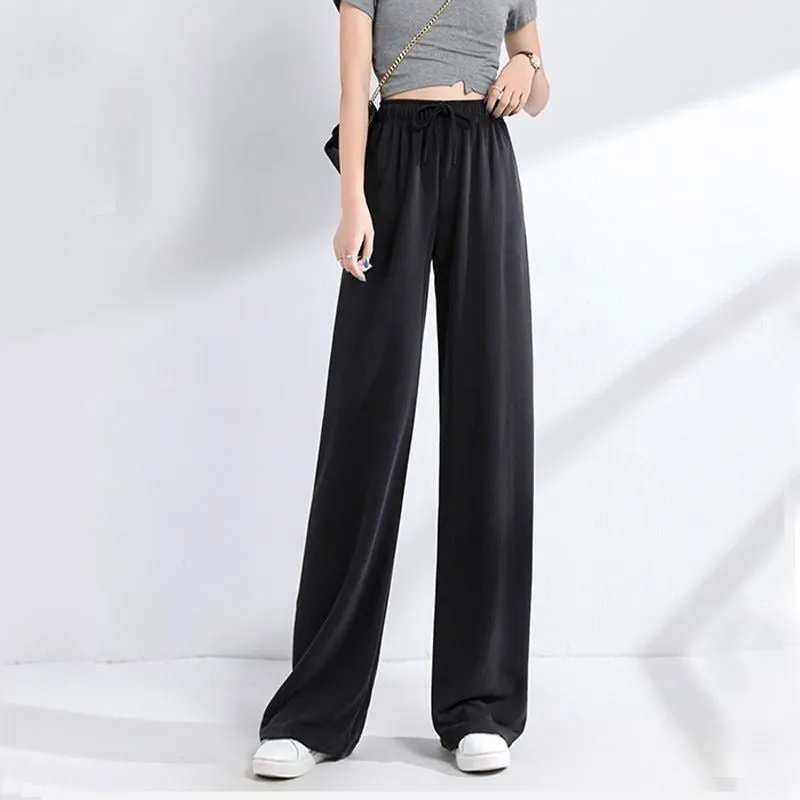 Ice Silk Wide Leg Trousers For Women