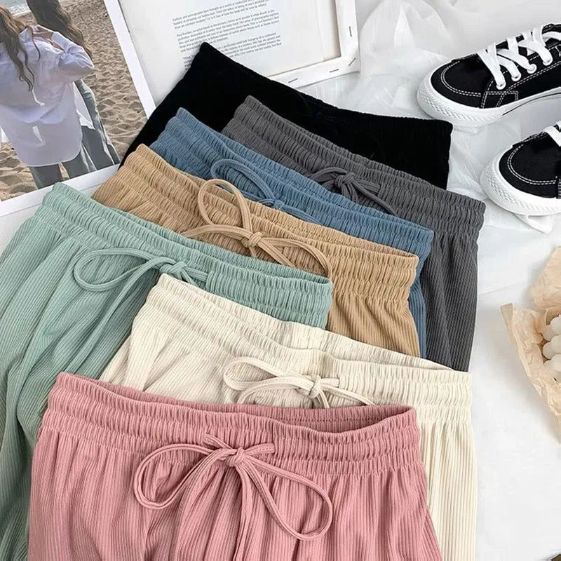 Ice Silk Wide Leg Trousers For Women