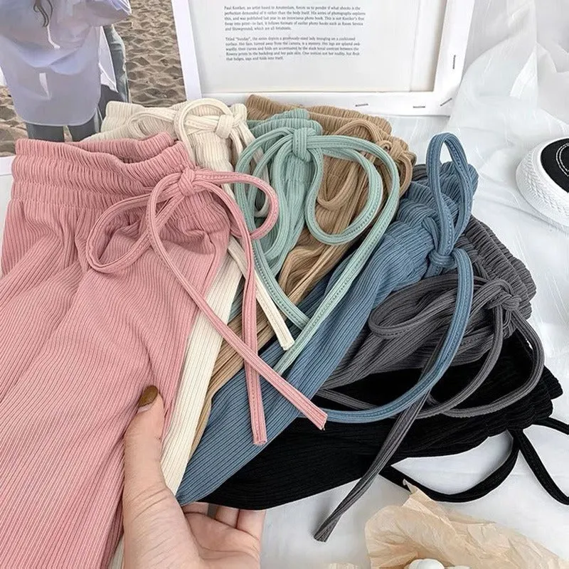 Ice Silk Wide Leg Trousers For Women