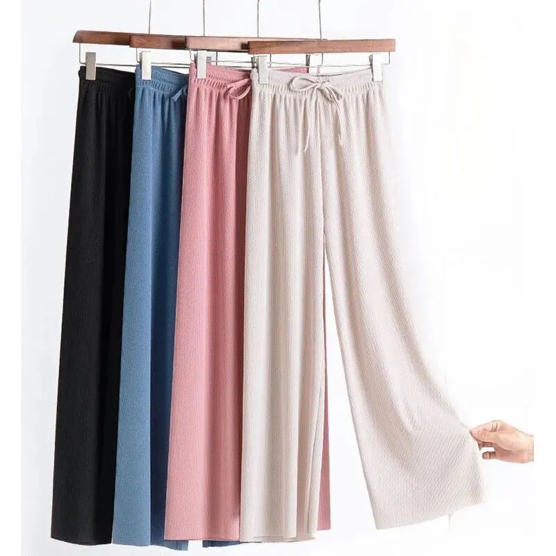 Ice Silk Wide Leg Trousers For Women