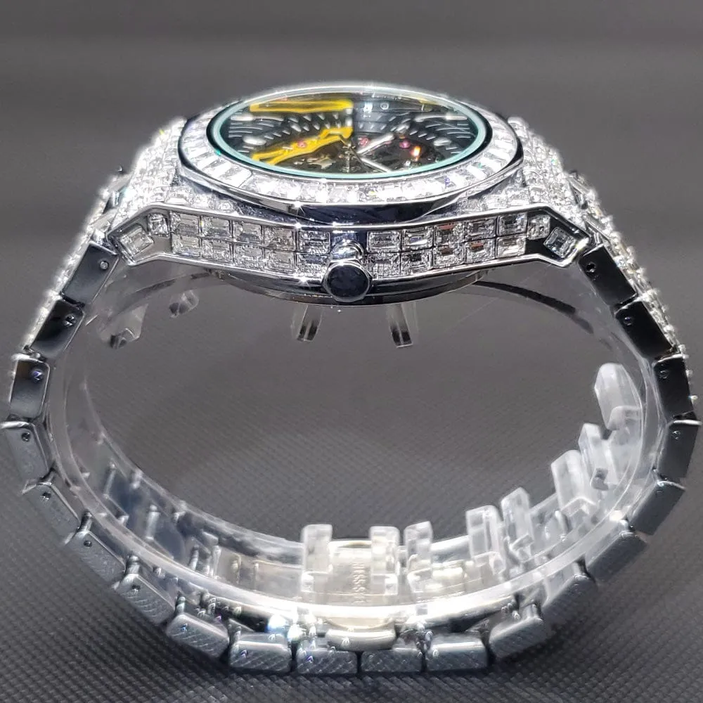 Iced Men's Mechanical Baguette Watch