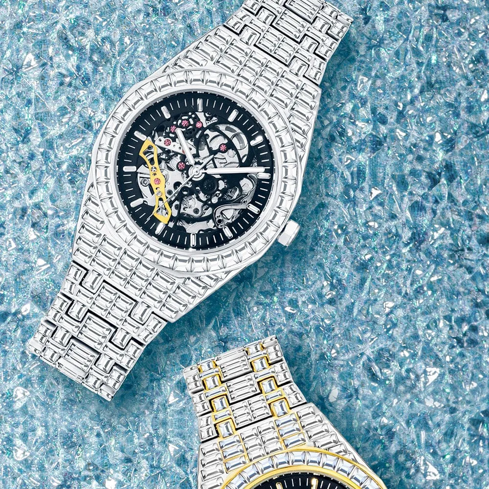 Iced Men's Mechanical Baguette Watch