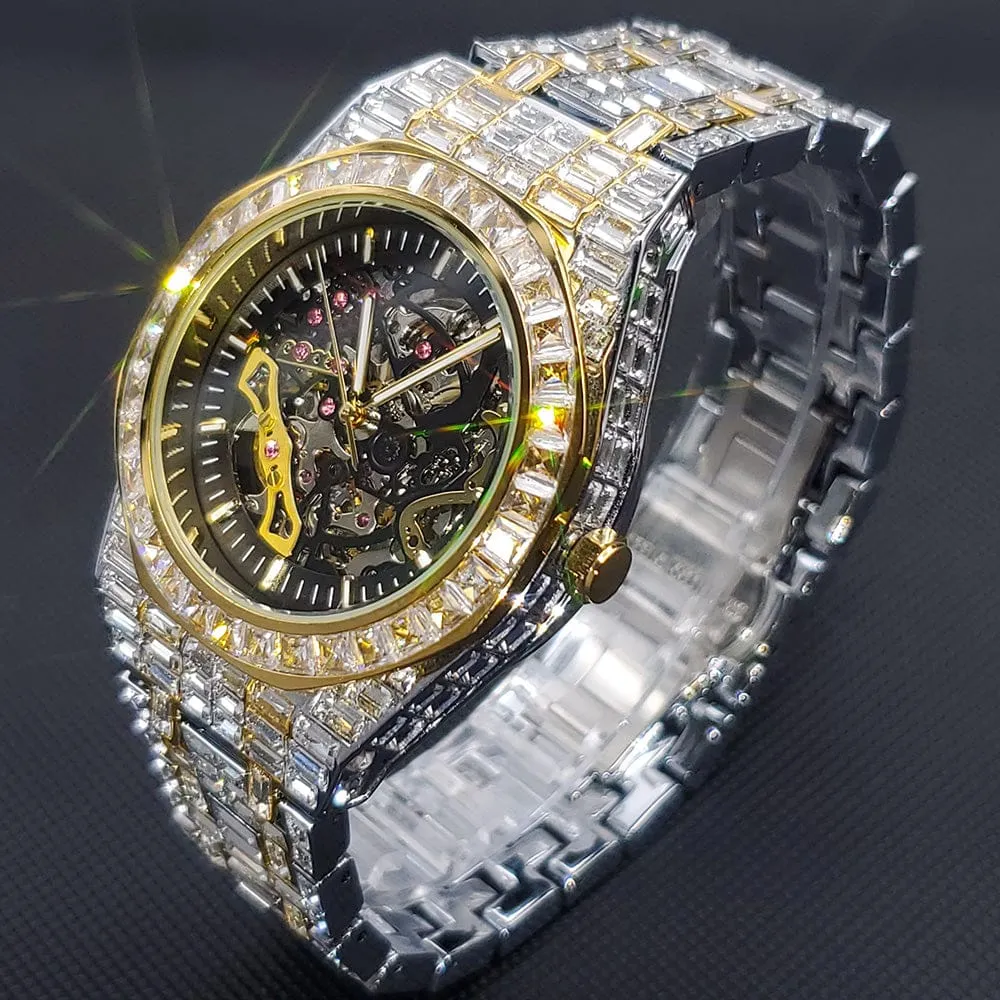 Iced Men's Mechanical Baguette Watch