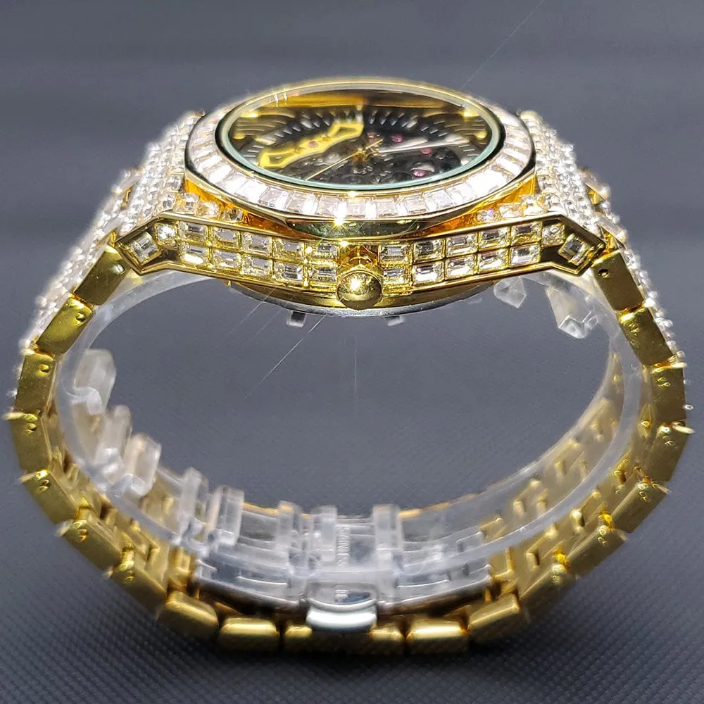 Iced Men's Mechanical Baguette Watch