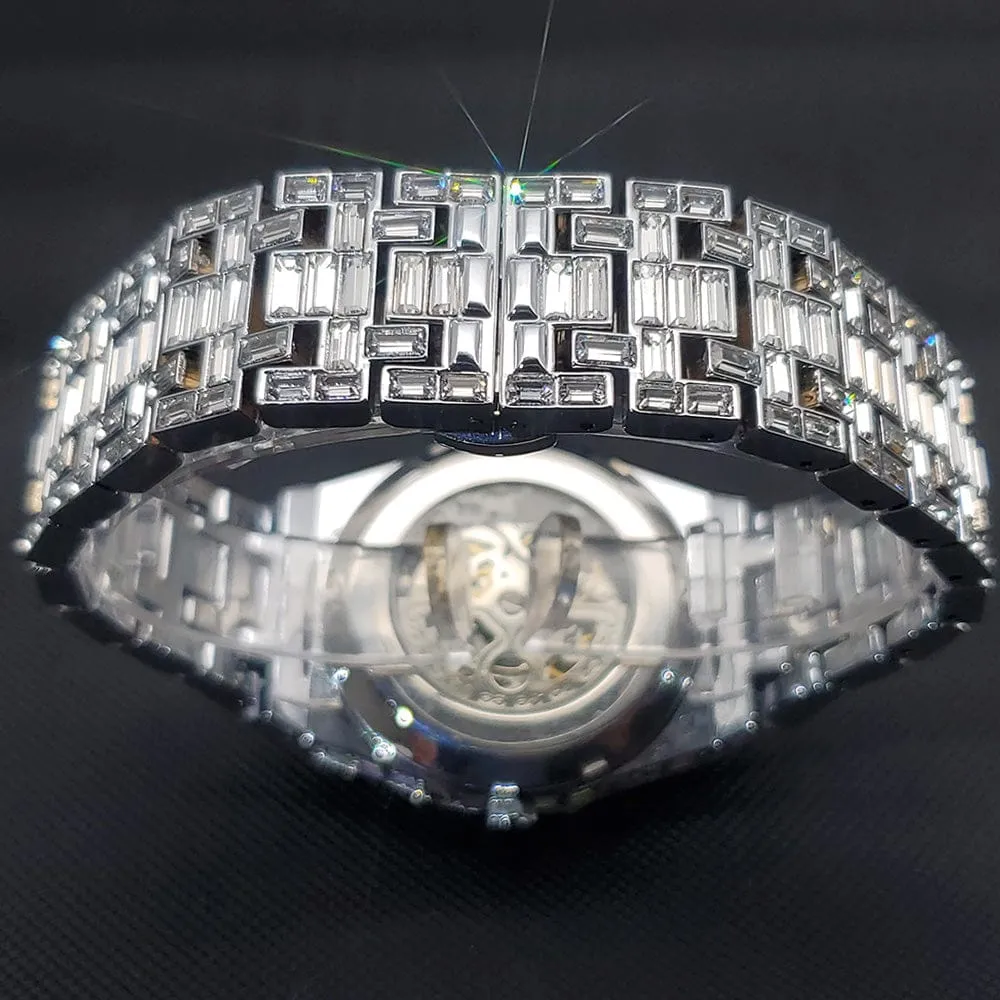 Iced Men's Mechanical Baguette Watch