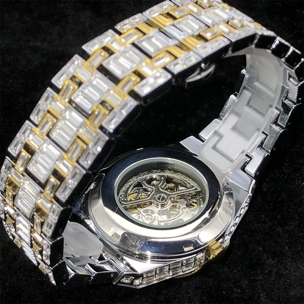 Iced Men's Mechanical Baguette Watch