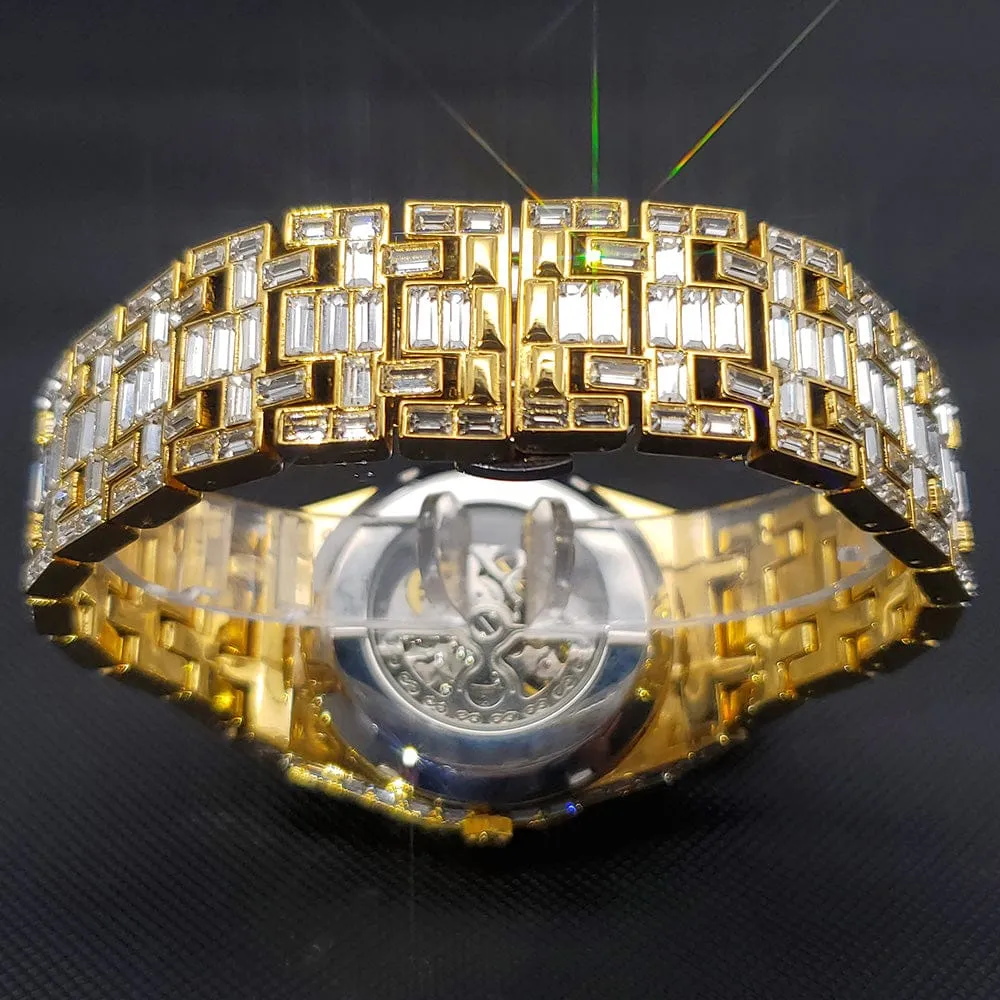 Iced Men's Mechanical Baguette Watch