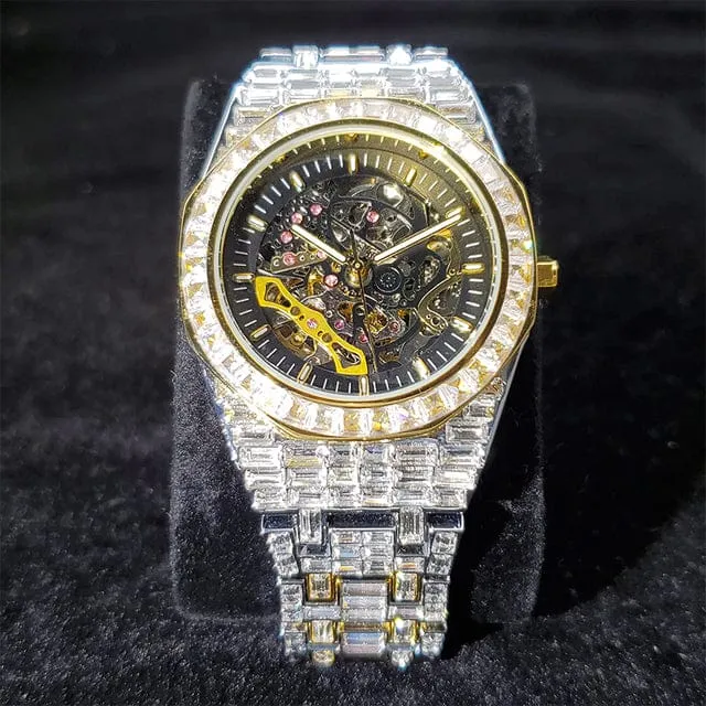 Iced Men's Mechanical Baguette Watch