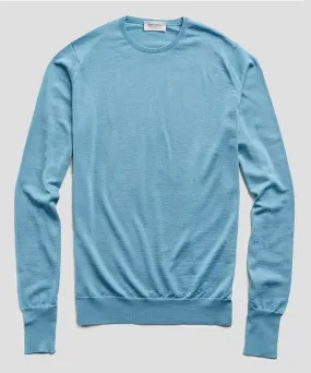 John Smedley Easy Fit Crewneck Merino Sweater in Glimpse Blue