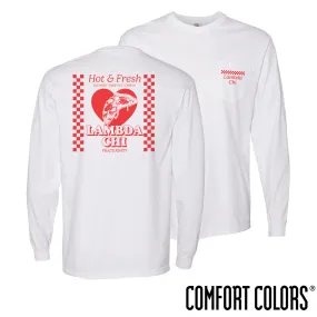 Lambda Chi Comfort Colors Hot and Fresh Pizza Long Sleeve Tee