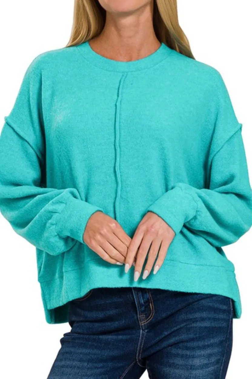 LONG SLEEVE MELANGE BRUSHED HACCI PULLOVER