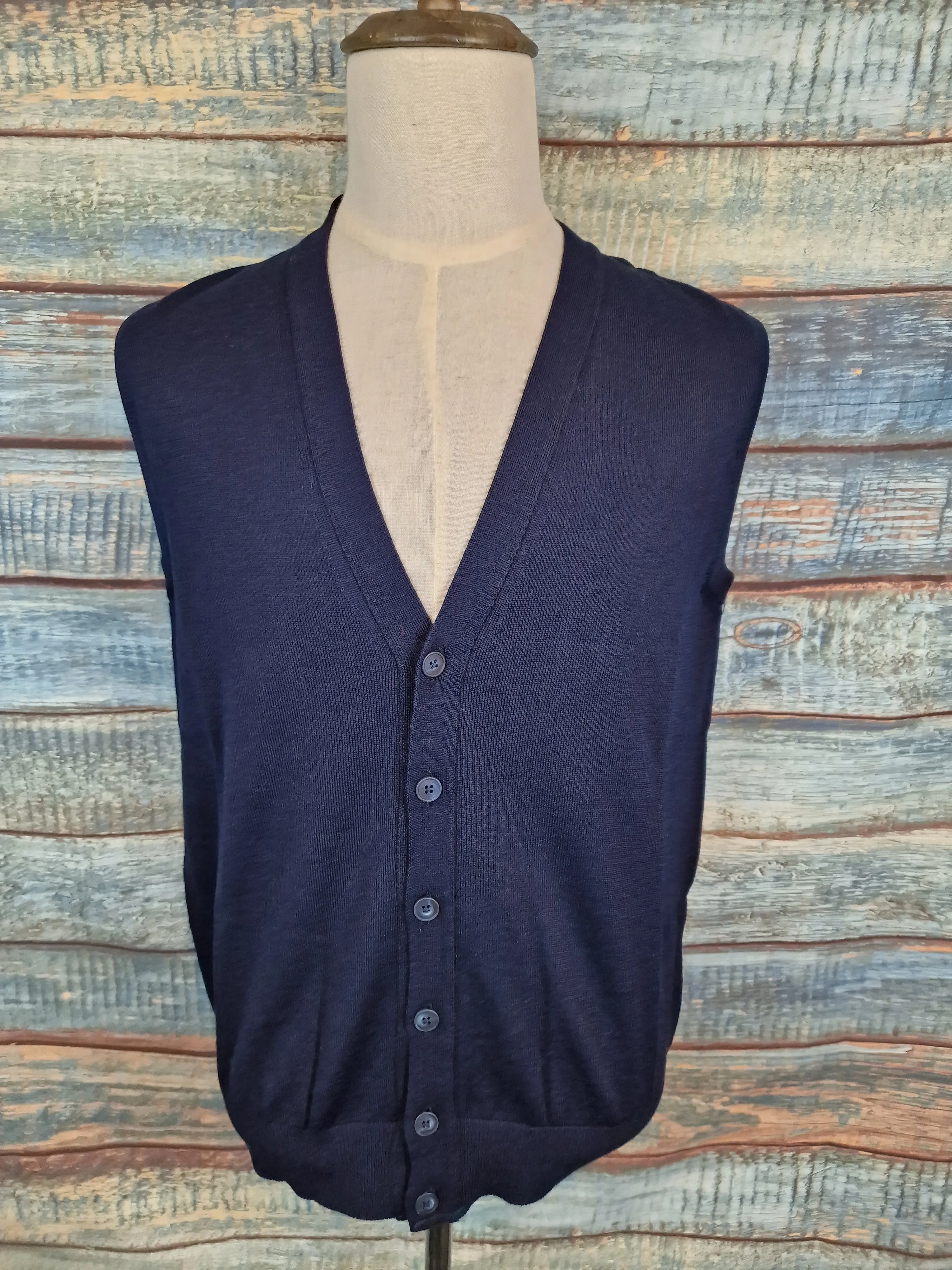 LORENZONI Extra Fine Merino Wool sleeveless cardigan