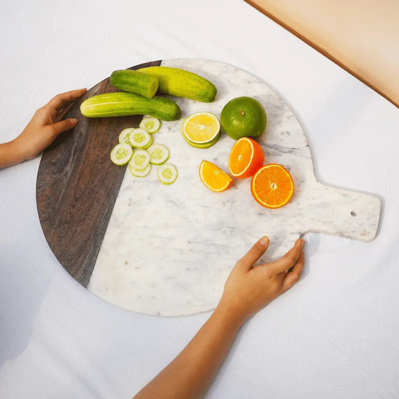 Marble and Wood XL Platter
