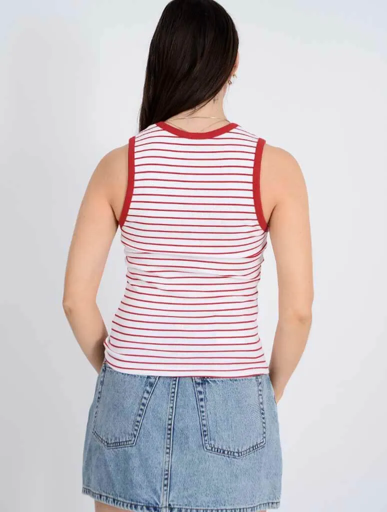 Maria Striped Crew Neck Muscle Tank