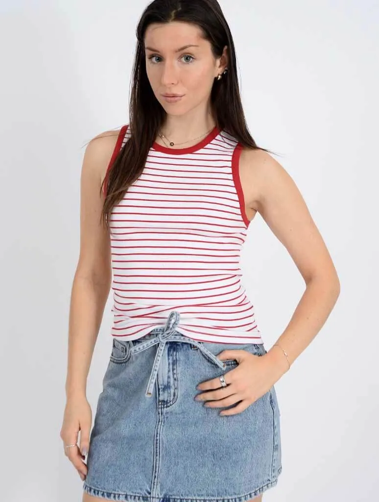 Maria Striped Crew Neck Muscle Tank