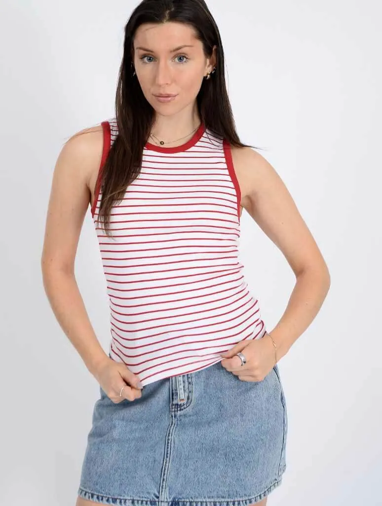 Maria Striped Crew Neck Muscle Tank