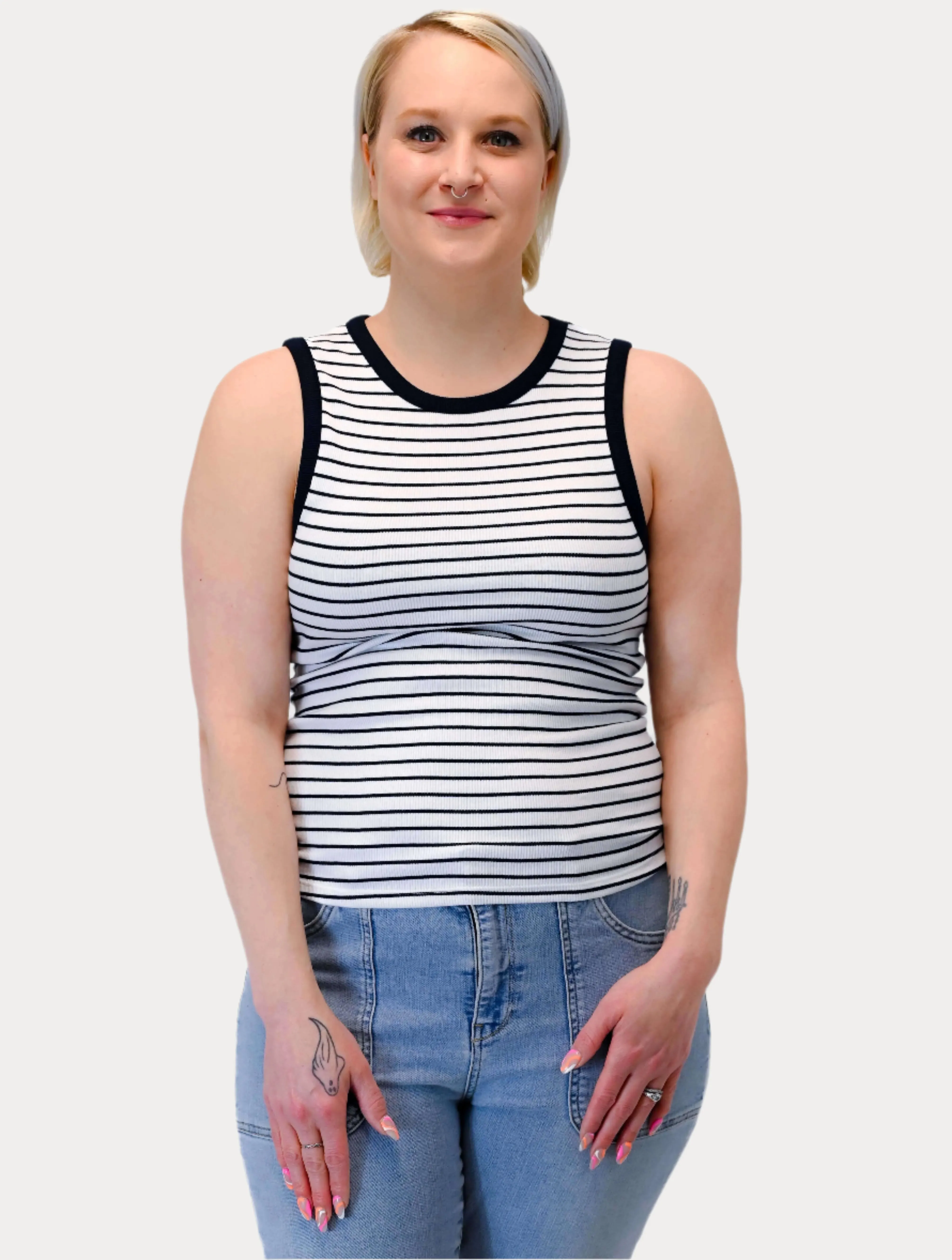 Maria Striped Crew Neck Muscle Tank