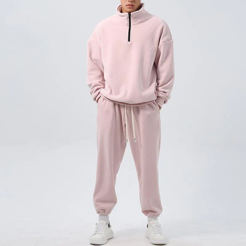 Men’s Wide Loose Fleece Sports Suit Set Sweatshirt,Sweatpants - Ultimate Comfort and Style