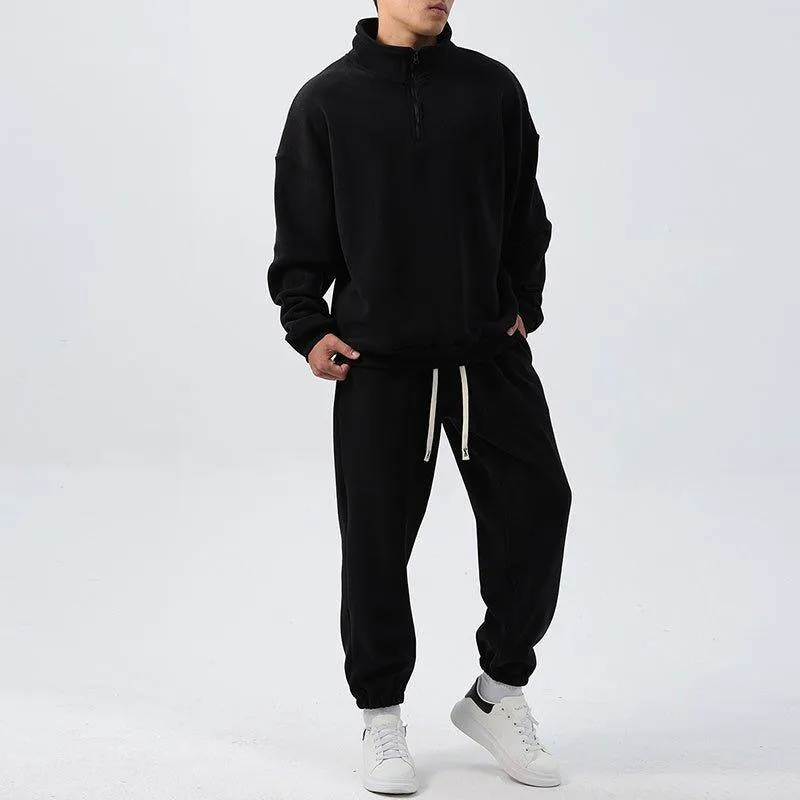 Men’s Wide Loose Fleece Sports Suit Set Sweatshirt,Sweatpants - Ultimate Comfort and Style