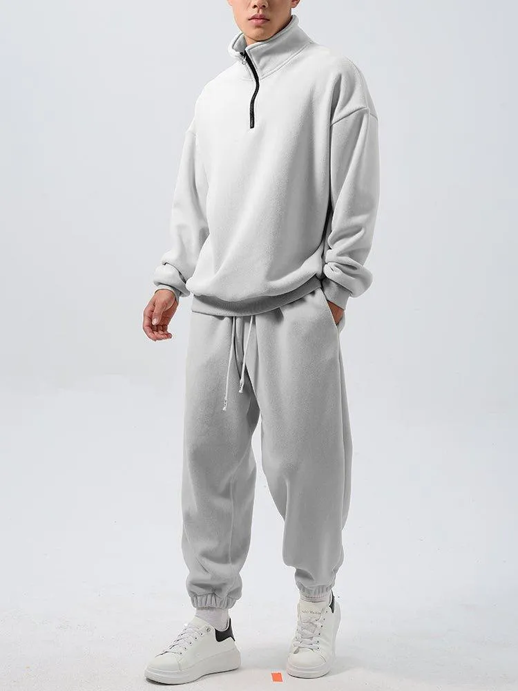 Men’s Wide Loose Fleece Sports Suit Set Sweatshirt,Sweatpants - Ultimate Comfort and Style