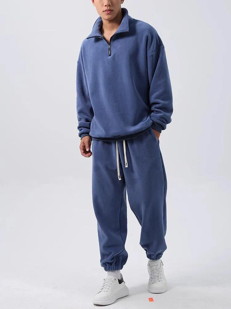 Men’s Wide Loose Fleece Sports Suit Set Sweatshirt,Sweatpants - Ultimate Comfort and Style