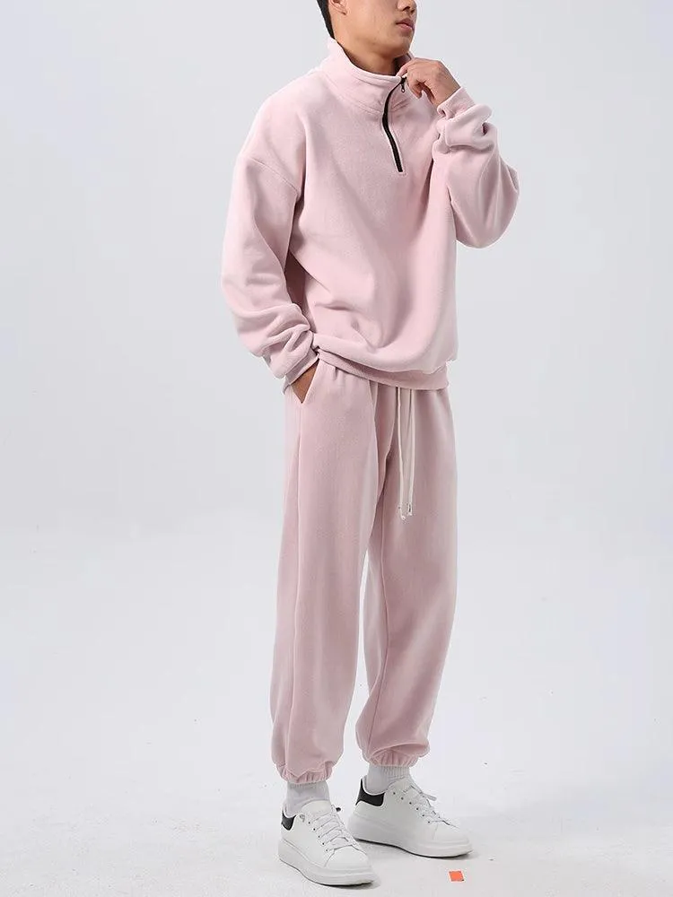Men’s Wide Loose Fleece Sports Suit Set Sweatshirt,Sweatpants - Ultimate Comfort and Style