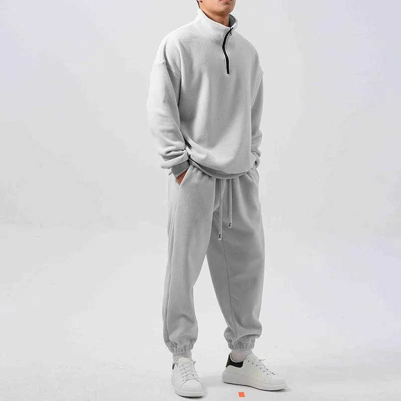 Men’s Wide Loose Fleece Sports Suit Set Sweatshirt,Sweatpants - Ultimate Comfort and Style