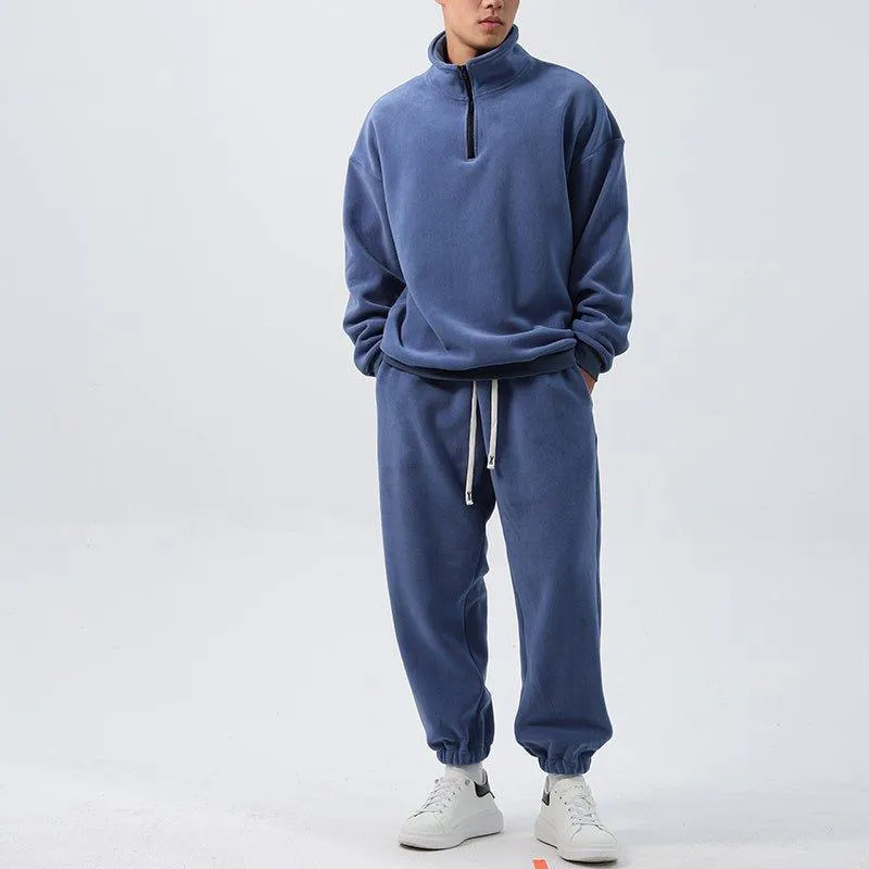 Men’s Wide Loose Fleece Sports Suit Set Sweatshirt,Sweatpants - Ultimate Comfort and Style