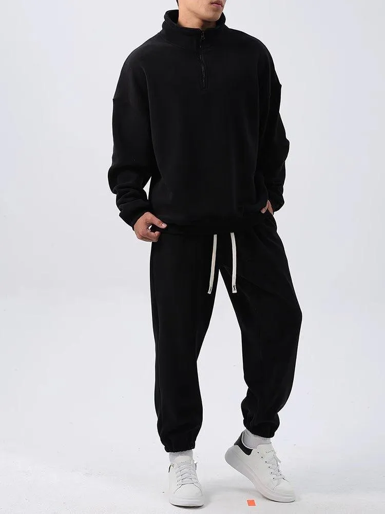 Men’s Wide Loose Fleece Sports Suit Set Sweatshirt,Sweatpants - Ultimate Comfort and Style