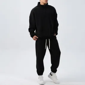 Men’s Wide Loose Fleece Sports Suit Set Sweatshirt,Sweatpants - Ultimate Comfort and Style