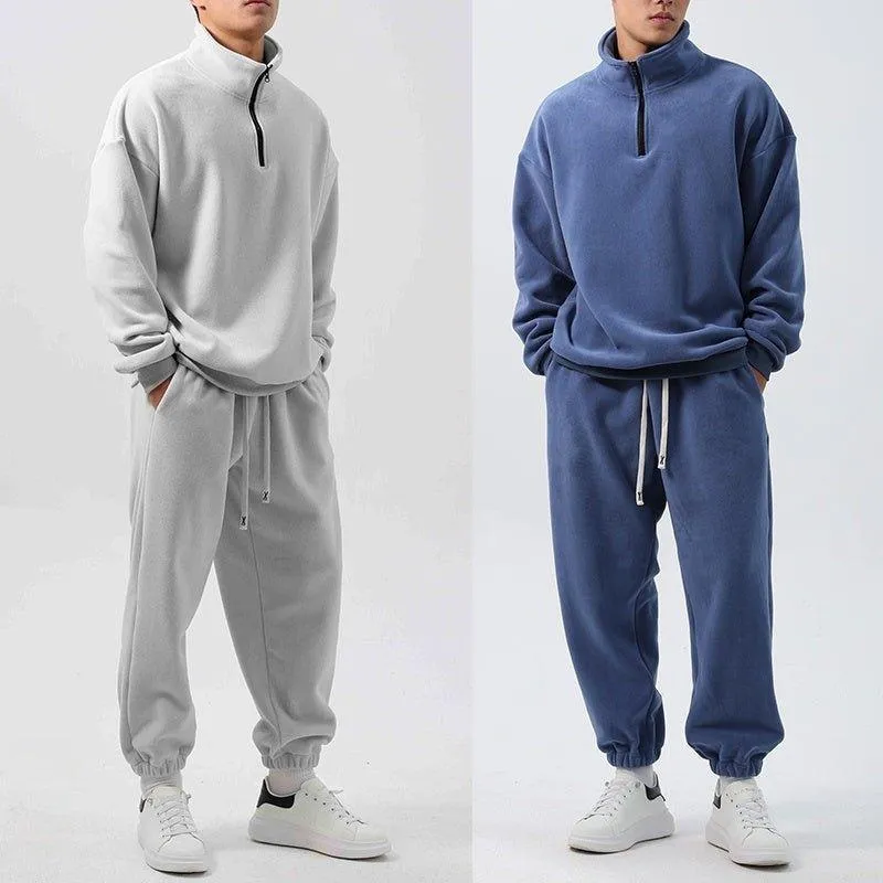 Men’s Wide Loose Fleece Sports Suit Set Sweatshirt,Sweatpants - Ultimate Comfort and Style