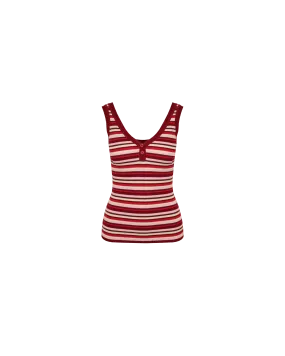 MILLA TANK BURGUNDY PINK STRIPE