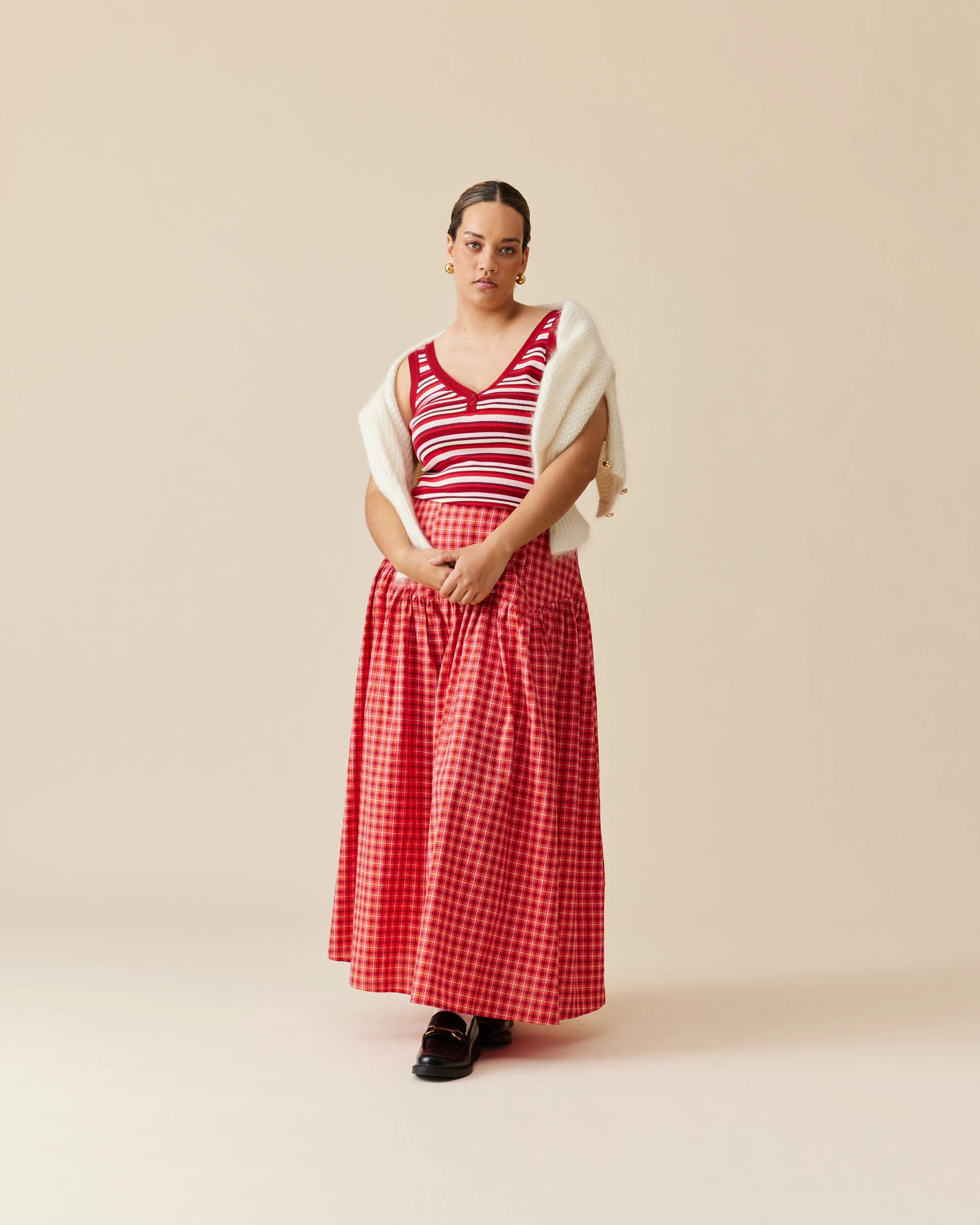 MILLA TANK BURGUNDY PINK STRIPE