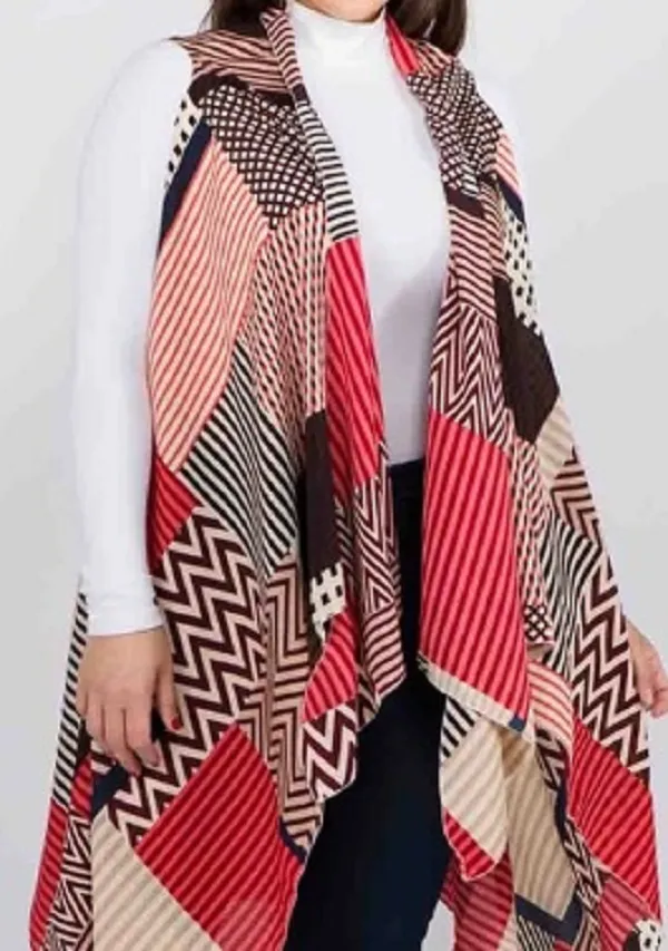 Misses  Geometric Vest Cover-Green Or Pink (Arriving In Stock: 11/22)