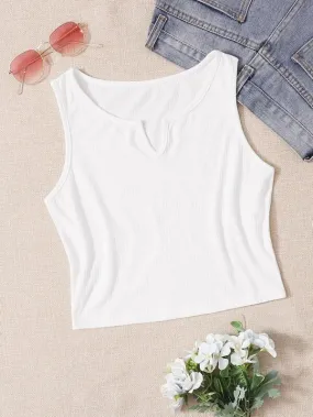 Notch Neck Rib-Knit Tank Top