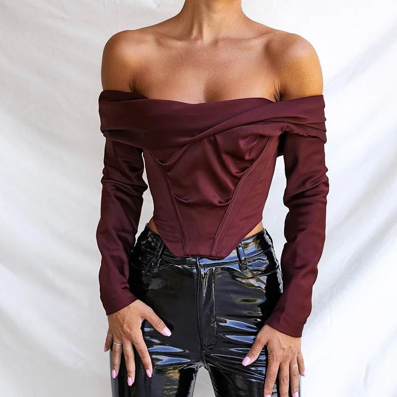 Off Shoulder One Neck Long Sleeve Top