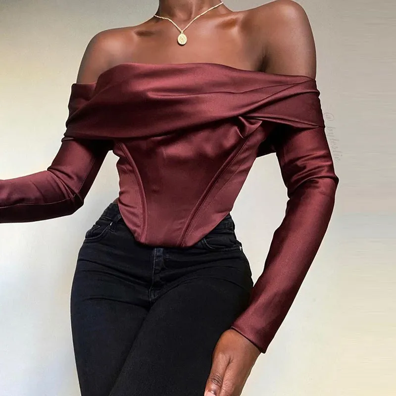 Off Shoulder One Neck Long Sleeve Top