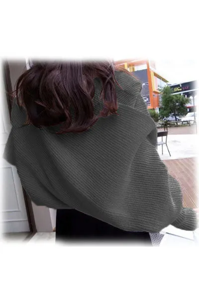 Sexy Grey Versatile Cozy Knit Scarf with Sleeves
