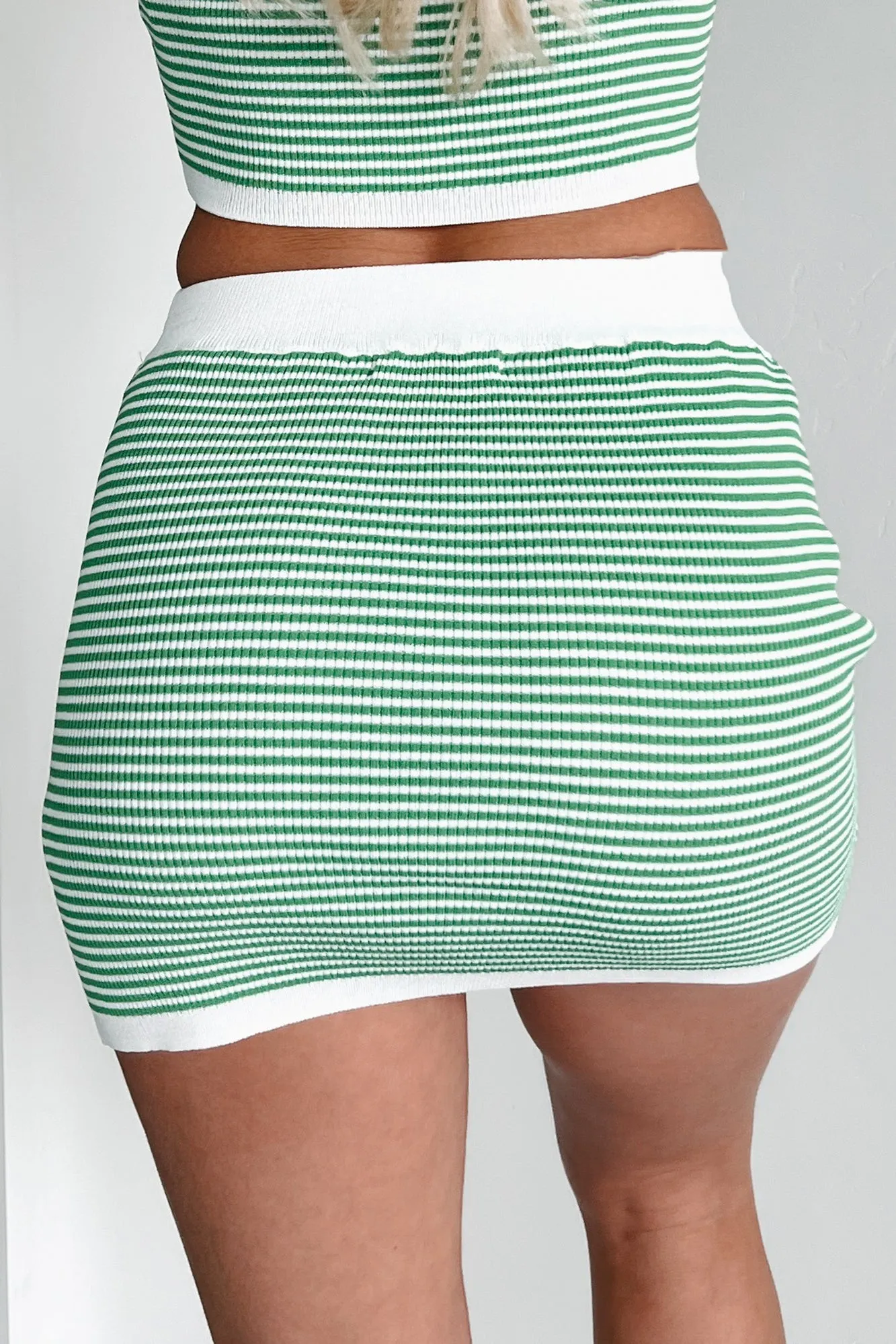 Sorry Can't Hear You Striped Mini Skirt (Green)