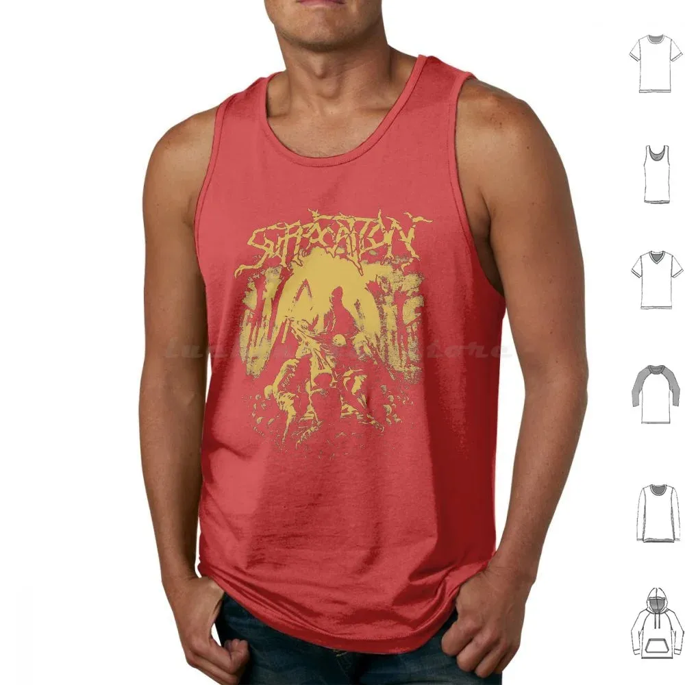Suffocation Black Metal Band Tank Top – Cotton Print Death Metal Graphic Tee for Men